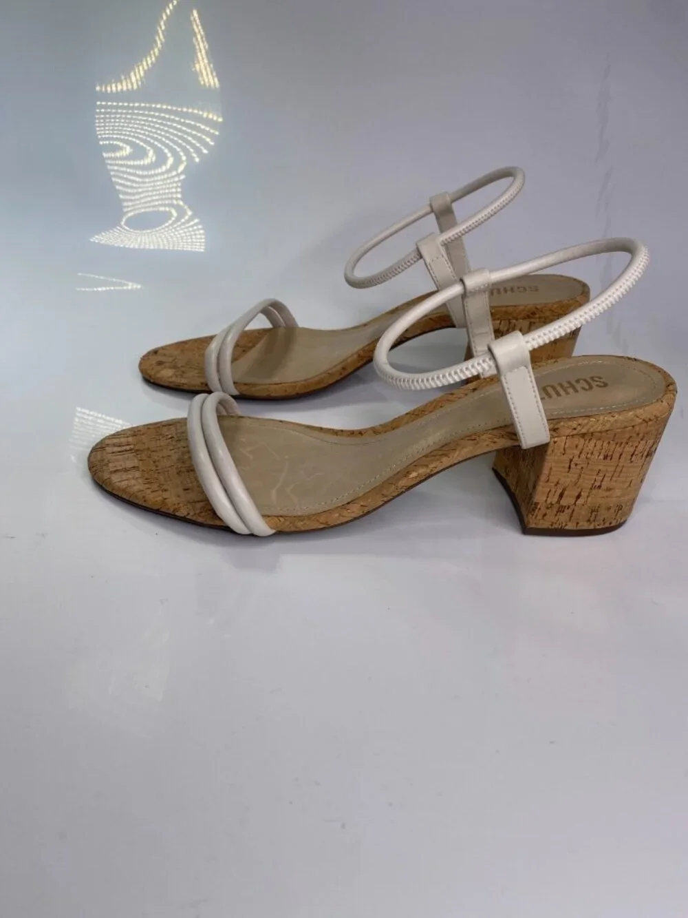 Schutz Women's Gimenez 65MM Leather & Cork Block Heel Sandals Sz 10.5